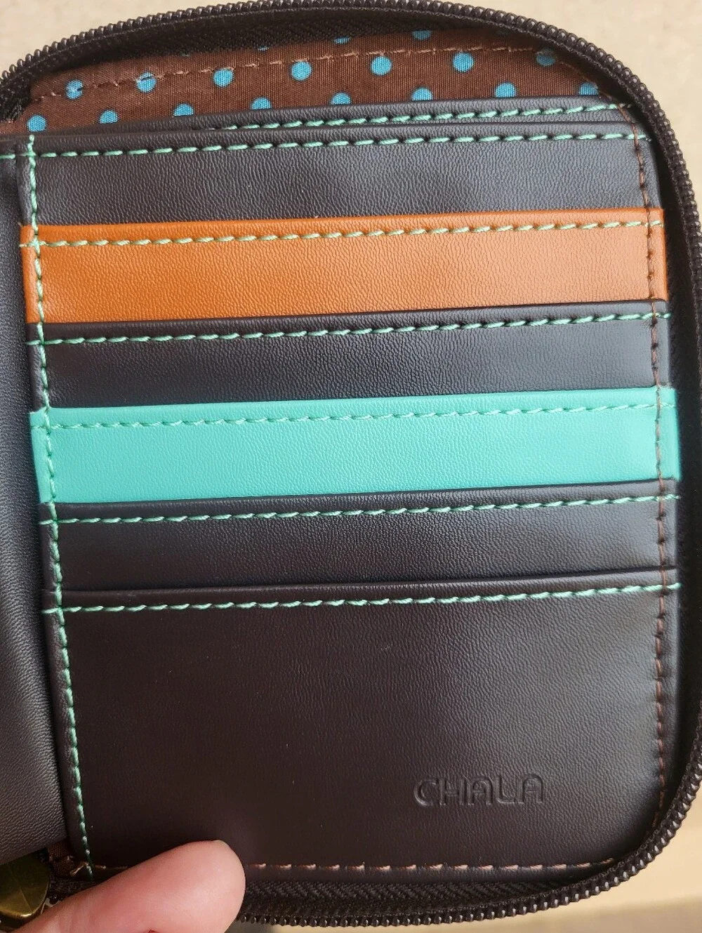 CHALA Monkey Wallet Vegan Leather, Zip Around. Olive